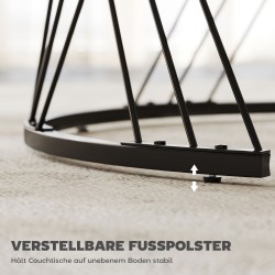 Sohvapöytäsarja olohuoneeseen 2 kpl, marmorikuvio, lastulevy ja metalli, pyöreä, valkoinen