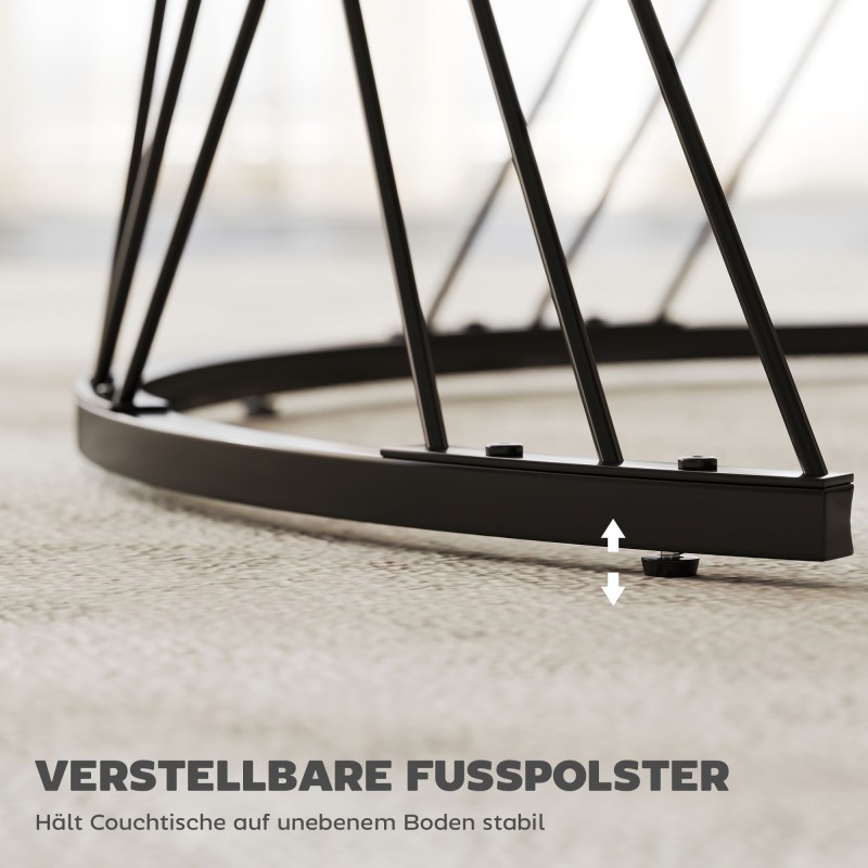 Sohvapöytäsarja olohuoneeseen 2 kpl, marmorikuvio, lastulevy ja metalli, pyöreä, valkoinen