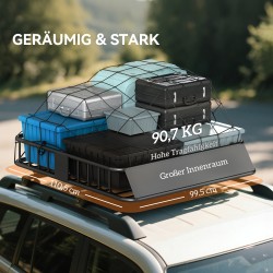 Auton kattokori terästä 110,5 x 99,5 x 18,5 cm, kantavuus 90,7 kg, musta