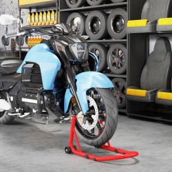 Moottoripyörän etunostin huoltoteline teräs 544 kg kantavuus punainen