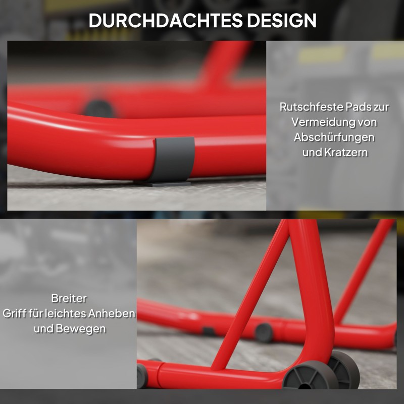 Moottoripyörän etunostin huoltoteline teräs 544 kg kantavuus punainen