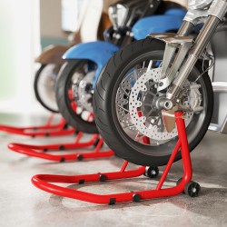 Moottoripyörän etunostin huoltoteline teräs 544 kg kantavuus punainen