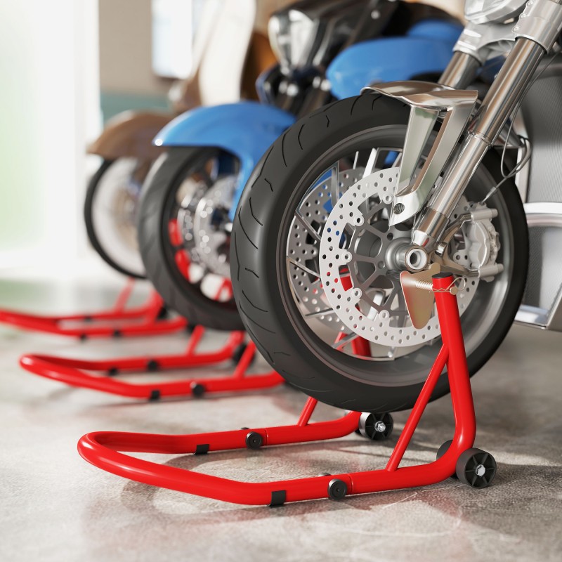 Moottoripyörän etunostin huoltoteline teräs 544 kg kantavuus punainen