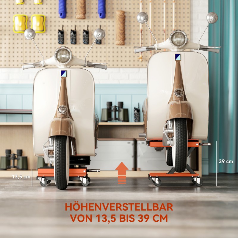 Moottoripyöränostin 500 kg terästä 13,5–39 cm korkeussäädettävä oranssi-musta