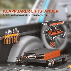 Moottoripyöränostin 500 kg terästä 13,5–39 cm korkeussäädettävä oranssi-musta