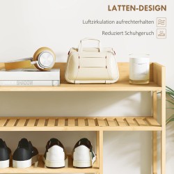 Kenkähylly laatikolla bambua 6 tasoa 18 parille 101 x 30 x 100 cm luonnollinen