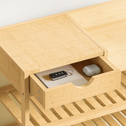 Kenkähylly laatikolla bambua 6 tasoa 18 parille 101 x 30 x 100 cm luonnollinen