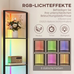 LED lattiavalaisin hyllyillä, 5-tasoinen RGB-värinvaihto, himmennettävä, kaukosäädin, musta