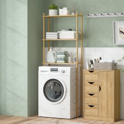 WC- ja kylpyhuonehylly 3 tasoa bambu 69 x 25,5 x 181 cm luonnonvärinen puu