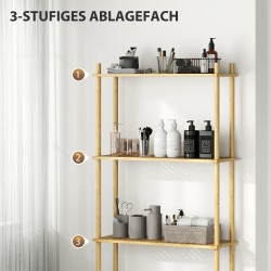 WC- ja kylpyhuonehylly 3 tasoa bambu 69 x 25,5 x 181 cm luonnonvärinen puu
