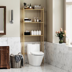 WC- ja kylpyhuonehylly 3 tasoa bambu 69 x 25,5 x 181 cm luonnonvärinen puu