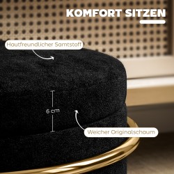 Säilytysrahi olohuoneeseen samettipinta 24 L metallirunko Ø42x39 cm musta kultaiset jalat