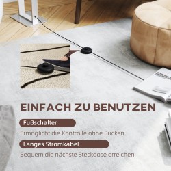 Moderni LED-lattiavalaisin 3 valotilaa ja portaattomasti himmennettävä jalkakytkimellä, valkoinen pellavapintainen varjostin