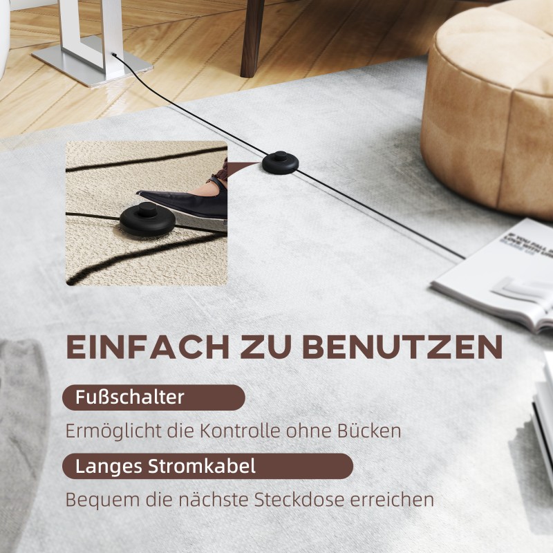 Moderni LED-lattiavalaisin 3 valotilaa ja portaattomasti himmennettävä jalkakytkimellä, valkoinen pellavapintainen varjostin