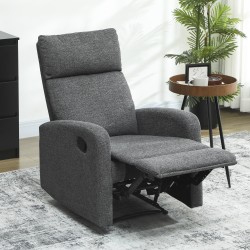 Lepotuoli olohuoneeseen, säädettävä recliner, kangasverhoilu polyesteriä, harmaa