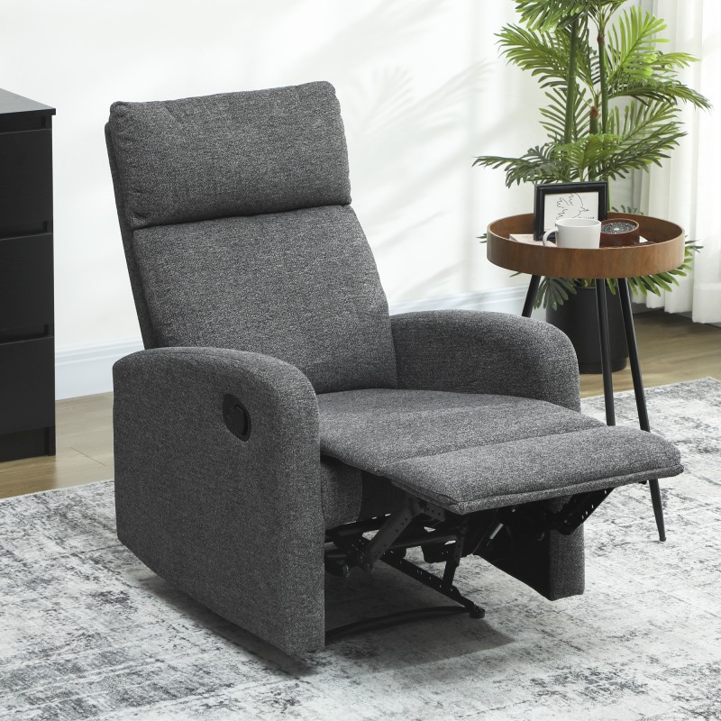 Lepotuoli olohuoneeseen, säädettävä recliner, kangasverhoilu polyesteriä, harmaa