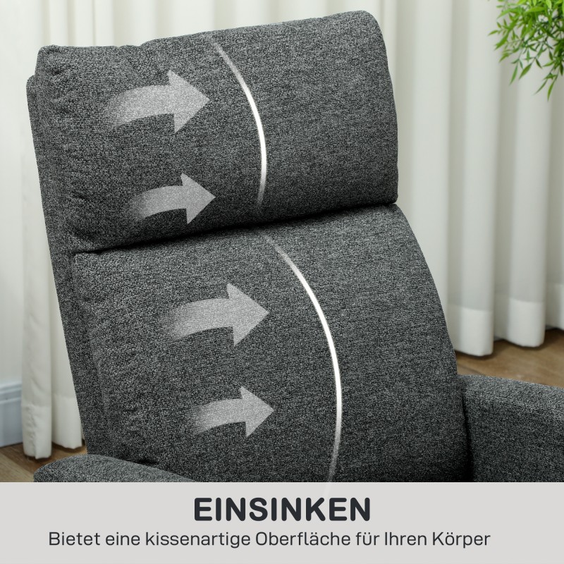 Lepotuoli olohuoneeseen, säädettävä recliner, kangasverhoilu polyesteriä, harmaa