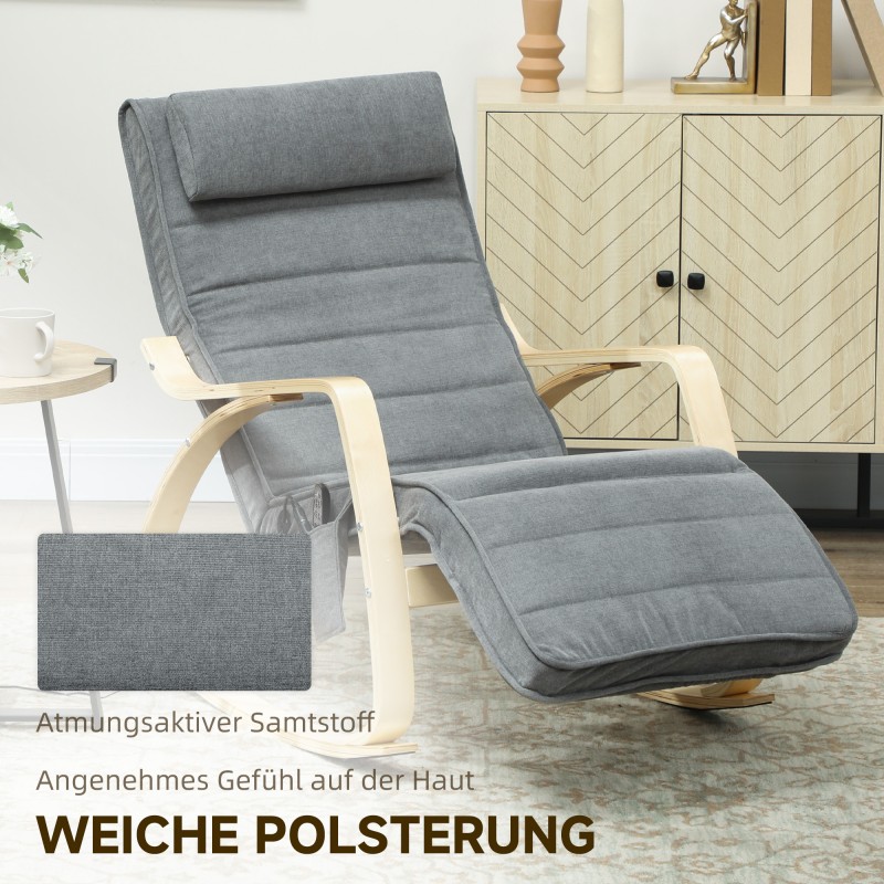 Keinutuoli hieronta- ja lannenlämmitintoiminnoilla, kangasverhoilu, säädettävä jalkatuki, harmaa
