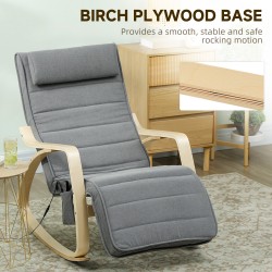 Keinutuoli hieronta- ja lannenlämmitintoiminnoilla, kangasverhoilu, säädettävä jalkatuki, harmaa