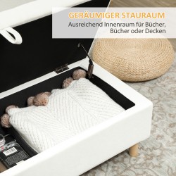 Säilytysrahi olohuoneeseen, samettimainen kangas, puujalat, 115 x 50 x 43 cm, kermanvalkoinen