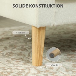 Nojatuoli kallistettavalla selkänojalla, samettimainen verhoilu, kumipuujalat, kermanvalkoinen