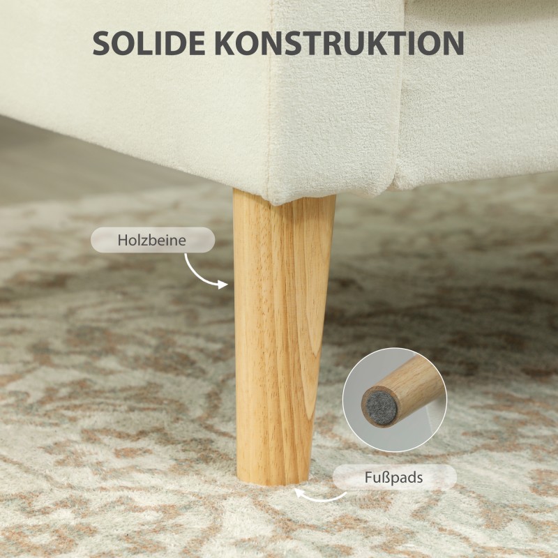 Nojatuoli kallistettavalla selkänojalla, samettimainen verhoilu, kumipuujalat, kermanvalkoinen