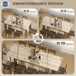 Jatkettava ruokapöytä 180–260 x 90 cm, 6–10 hengelle, melamiinipinnoitettu lastulevy, tammi