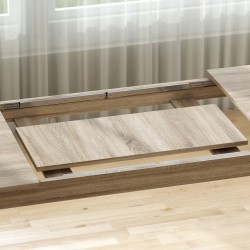 Jatkettava ruokapöytä 180–260 x 90 cm, 6–10 hengelle, melamiinipinnoitettu lastulevy, tammi