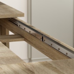 Jatkettava ruokapöytä 180–260 x 90 cm, 6–10 hengelle, melamiinipinnoitettu lastulevy, tammi