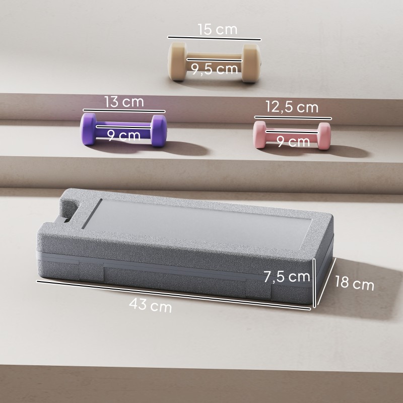 Käsipainosetti 6 kg kotitreeniin, 3 paria (0,5/1/1,5 kg) kantosalkulla