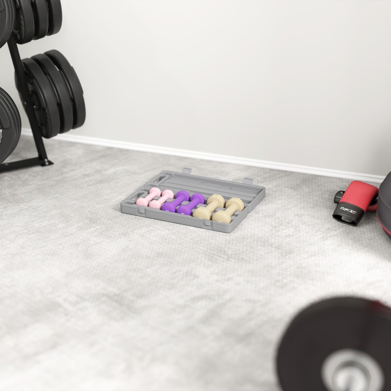 Käsipainosetti 6 kg kotitreeniin, 3 paria (0,5/1/1,5 kg) kantosalkulla