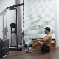 Seinään kiinnitettävä taljalaite ylävartalotreeniin, teräs, 75 x 16 x 192 cm, musta