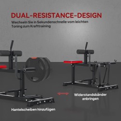 Pohjeharjoittelulaite kotikäyttöön, teräsrunkoinen, säädettävä, siirtopyörillä, musta