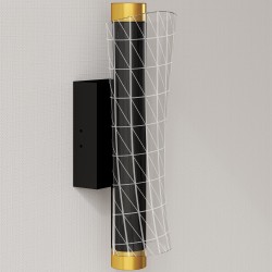 Seinävalaisin LED 9W metallia ja akryylia ruutukuvio 2 kpl musta