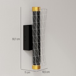Seinävalaisin LED 9W, metallia ja akryylia, ruutukuvio, 2 kpl, musta