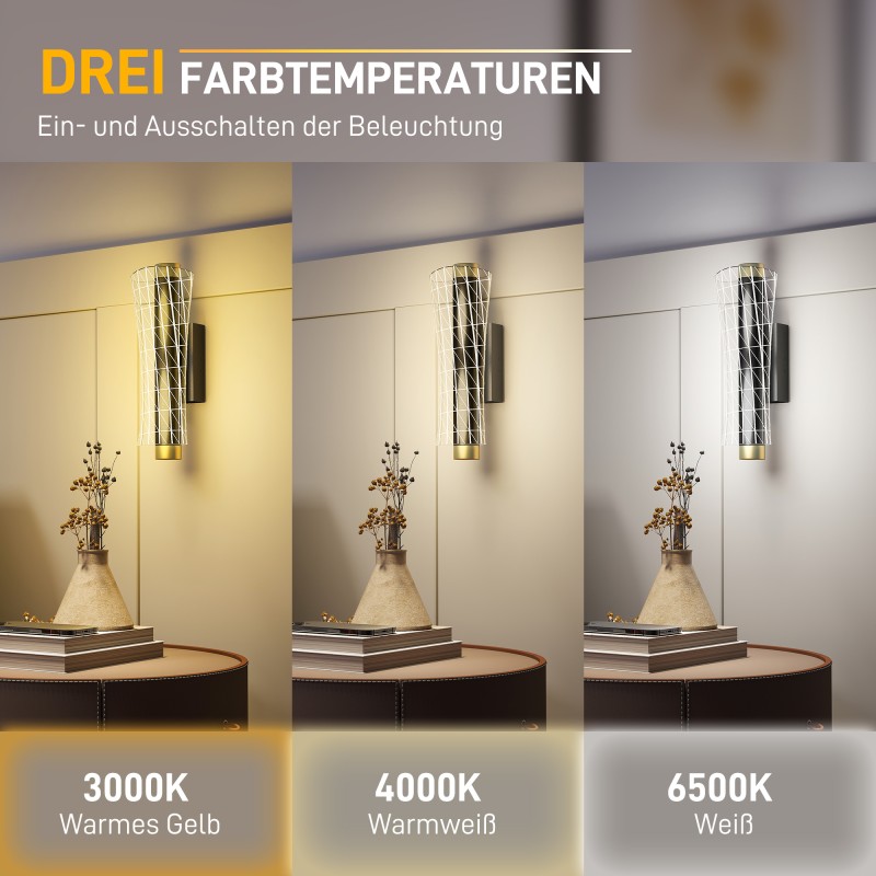 Seinävalaisin LED 9W, metallia ja akryylia, ruutukuvio, 2 kpl, musta