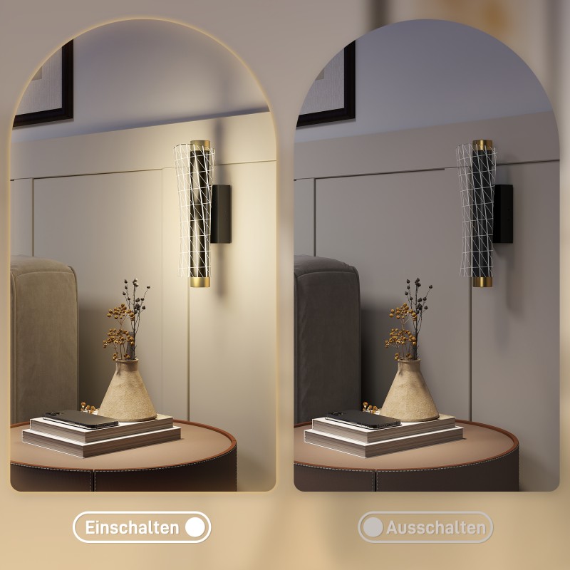 Seinävalaisin LED 9W, metallia ja akryylia, ruutukuvio, 2 kpl, musta