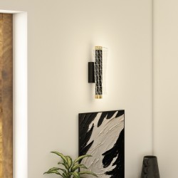 Seinävalaisin LED 9W, metallia ja akryylia, ruutukuvio, 2 kpl, musta