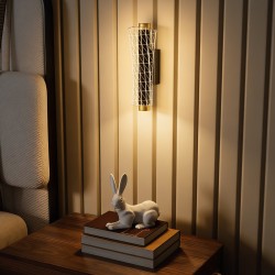 Seinävalaisin LED 9W, metallia ja akryylia, ruutukuvio, 2 kpl, musta