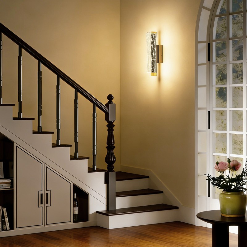 Seinävalaisin LED 9W, metallia ja akryylia, ruutukuvio, 2 kpl, musta