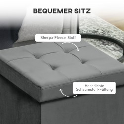 Säilytysrahi taitettava samettinen istuin MDF 38x38x38 cm 37,6 L harmaa