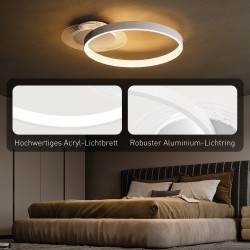 LED-kattovalaisin kaksirengasmuotoilu 30 W 50 x 40 x 7,4 cm valkoinen