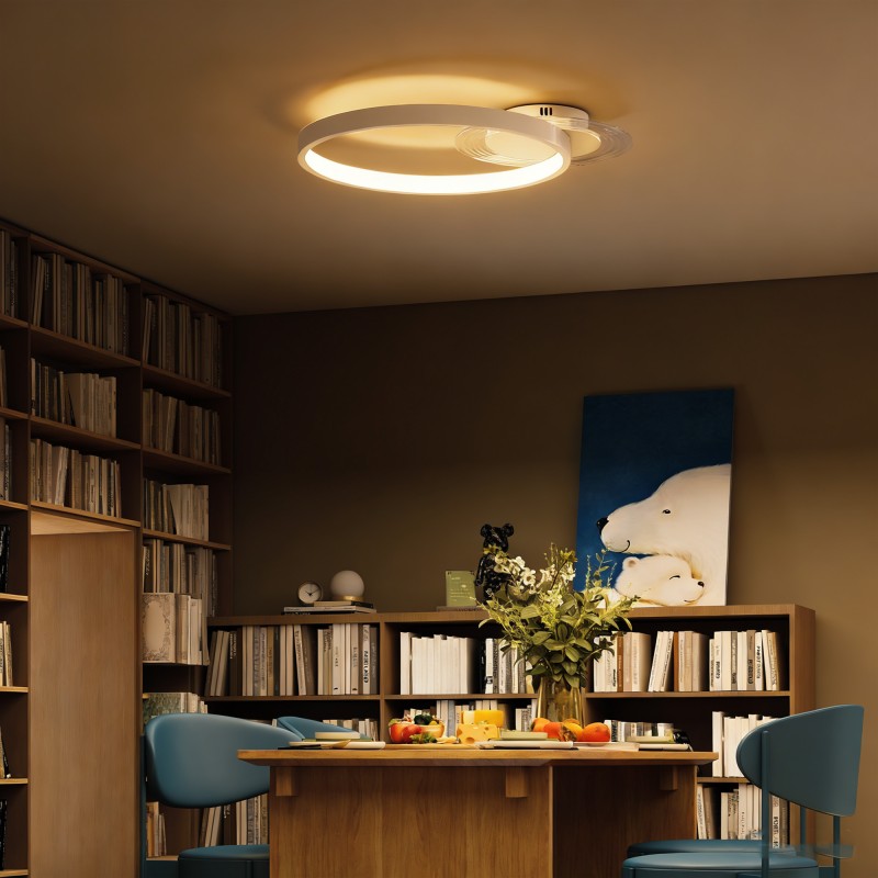 LED-kattovalaisin kaksirengasmuotoilu 30 W 50 x 40 x 7,4 cm valkoinen