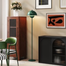 Lattiavalaisin terästä E27-kannalla, pyöreä varjostin, jalkakytkin, vihreä