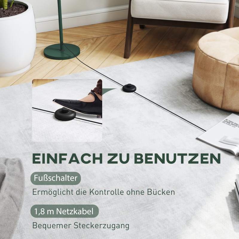 Lattiavalaisin terästä E27-kannalla, pyöreä varjostin, jalkakytkin, vihreä