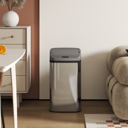 Sensoriroskis keittiöön tai toimistoon, ruostumaton teräs, 48 l, hopea