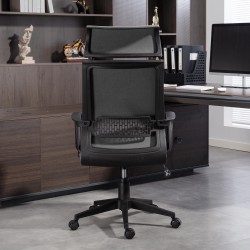 Työtuoli korkealla selkänojalla, keinovilla, keinutoiminto, harmaa