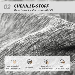 Käsinojaton pehmustettu työtuoli kotitoimistoon, säädettävä ja pyörivä, chenille-verhoilu, harmaa
