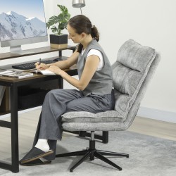 Käsinojaton pehmustettu työtuoli kotitoimistoon, säädettävä ja pyörivä, chenille-verhoilu, harmaa