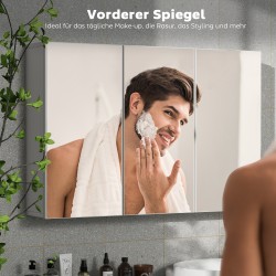 Kylpyhuoneen peilikaappi 3-ovisella peilillä, lastulevy, 90 x 15,5 x 60 cm, valkoinen